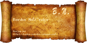 Benke Nándor névjegykártya