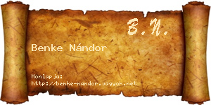 Benke Nándor névjegykártya